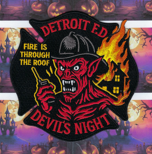 DETROIT, MICHIGAN FIRE DEPT 'DEVIL'S NIGHT' EMBROIDERED PATCH BY UNDERDOG PATCH DESIGNS.