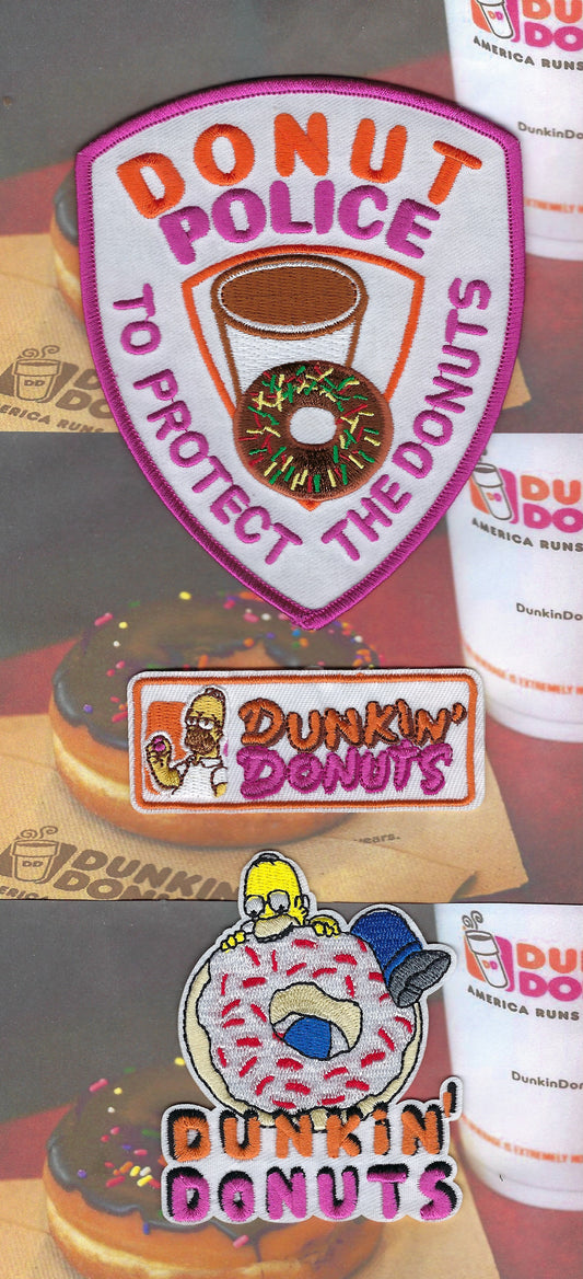 DONUT POLICE DEPARTMENT EMBROIDERED 'SIMPSONS NOVELTY PATCHES' DESIGNED AND PRODUCED BY PUBLIC SAFETY COLLECTIBLES.