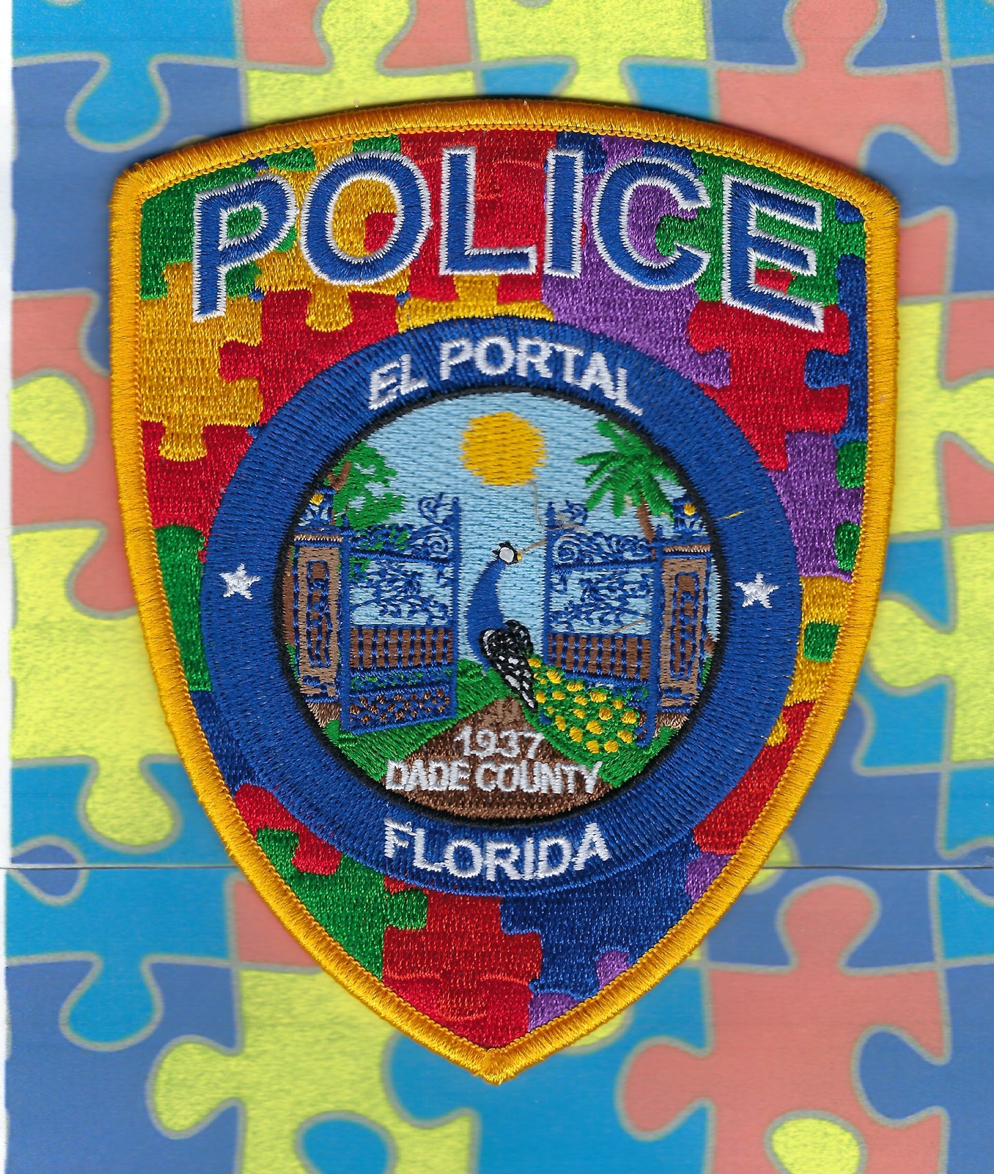 EL PORTAL, FLORIDA POLICE DEPT 'AUTISM AWARENESS' EMBROIDERED PATCH BY PUBLIC SAFETY COLLECTIBLES.