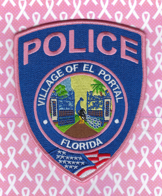 EL PORTAL, FLORIDA POLICE DEPT 'BREAST CANCER AWARENESS' EMBROIDERED PATCH BY PUBLIC SAFETY COLLECTIBLES.