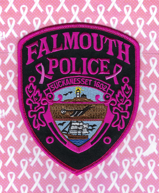 FALMOUTH, MASSACHUSETTS POLICE DEPARTMENT 'BREAST CANCER AWARENESS' EMBROIDERED PATCH BY PUBLIC SAFETY COLLECTIBLES.