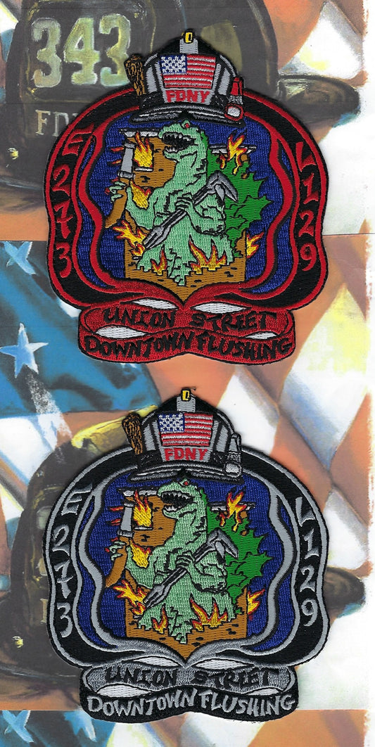 NEW YORK CITY FIRE DEPT (FDNY) ENGINE 273 - LADDER 129 EMBROIDERED COMPANY PATCHES BY PUBLIC SAFETY COLLECTIBLES.