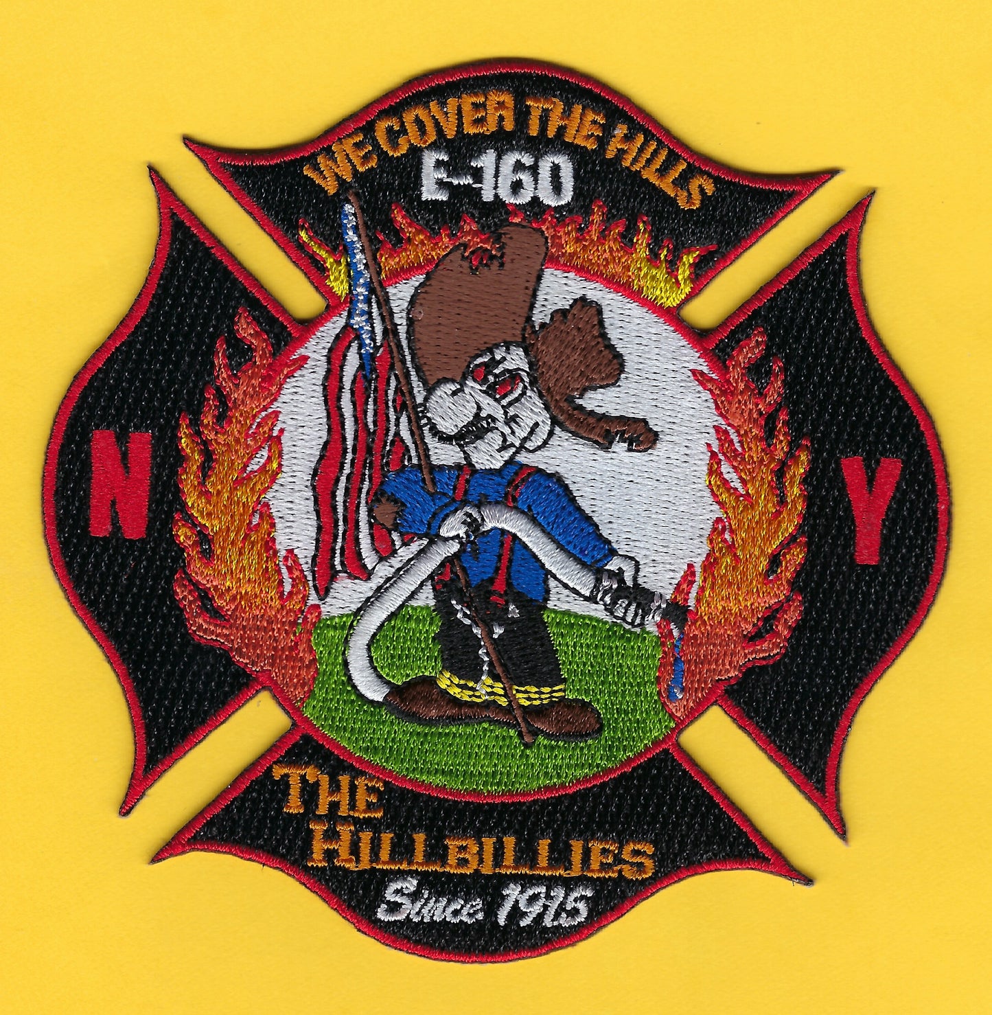 NEW YORK CITY FIRE DEPARTMENT (FDNY) ENGINE 160 'THE HILLBILLIES' EMBROIDERED COMPANY PATCH BY PUBLIC SAFETY COLLECTIBLES.