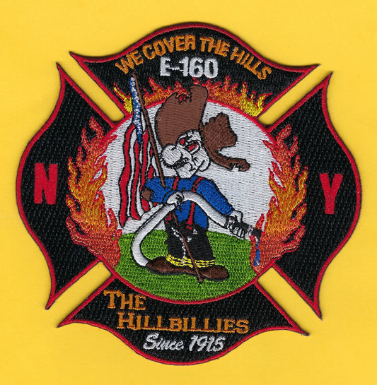 NEW YORK CITY FIRE DEPARTMENT (FDNY) ENGINE 160 'THE HILLBILLIES' EMBROIDERED COMPANY PATCH BY PUBLIC SAFETY COLLECTIBLES.