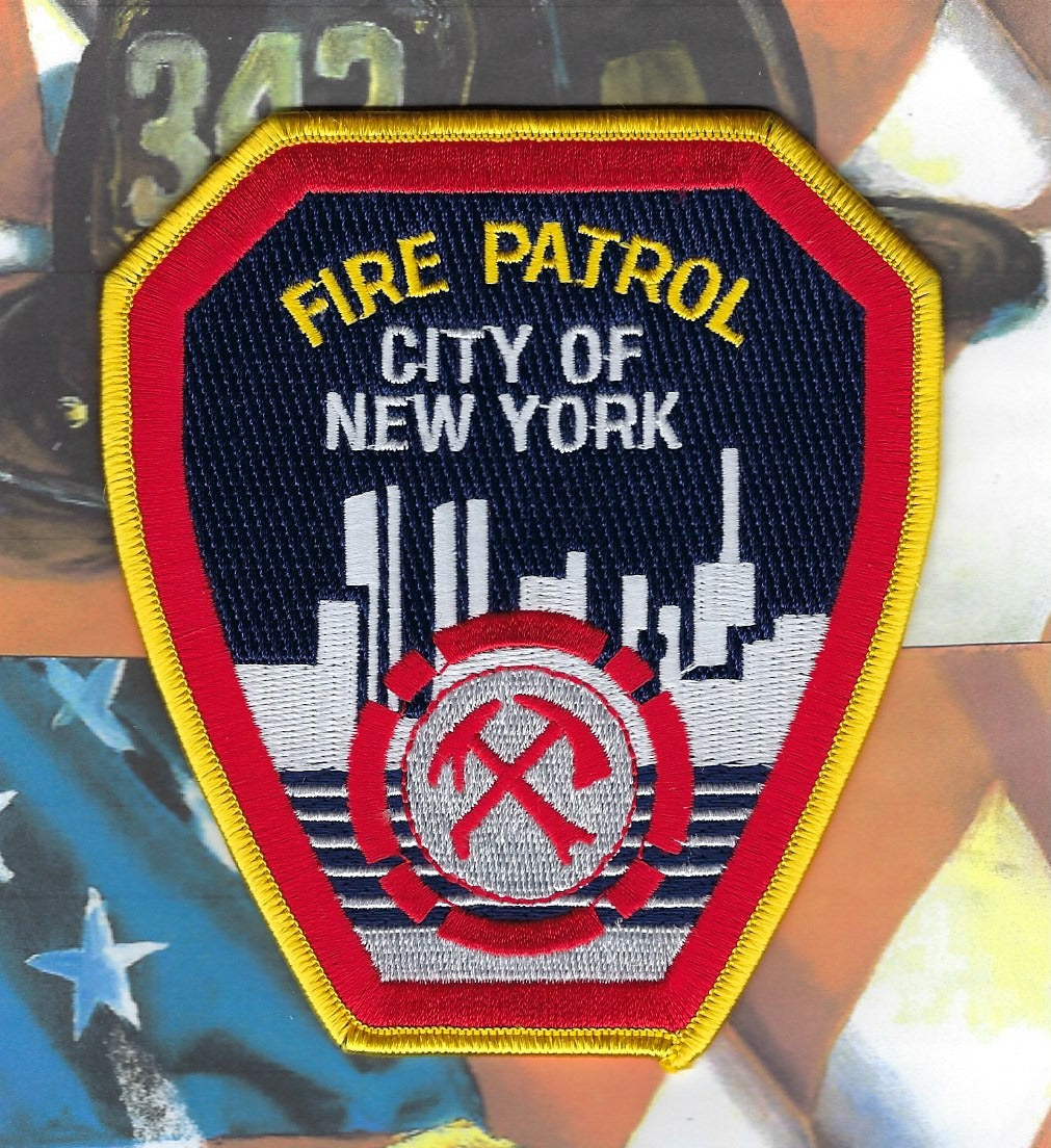 NEW YORK CITY FIRE DEPT (FDNY) 'FIRE PATROL' EMBROIDERED PATCH DESIGNED AND PRODUCED BY PUBLIC SAFETY COLLECTIBLES.