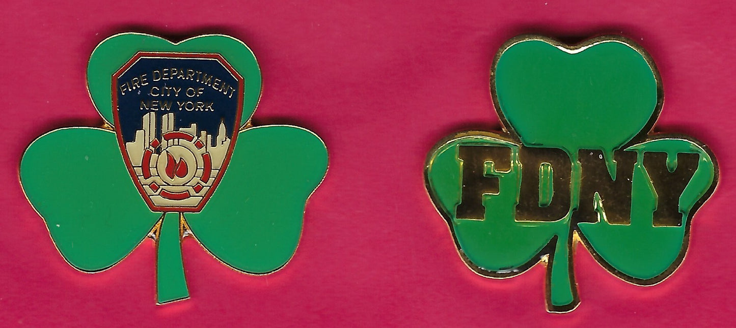 NEW YORK CITY FIRE DEPARTMENT IRISH FIREFIGHTER ACRYLIC ENAMEL METAL PIN SET BY PUBLIC SAFETY COLLECTIBLES
