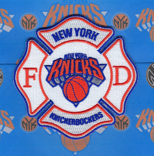 NEW YORK CITY FIRE DEPARTMENT (FDNY) NEW YORK KNICKS 4-INCH EMBROIDERED TRIBUTE PATCH BY EAGLE EMBLEMS.