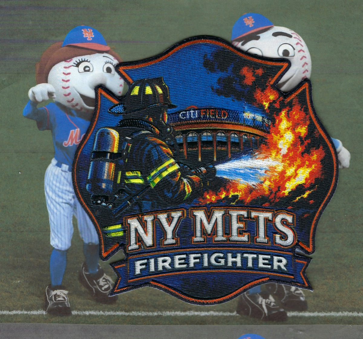 NEW YORK CITY FIRE DEPT (FDNY) 'NEW YORK METS FIREFIGHTER' TRIBUTE PATCH.