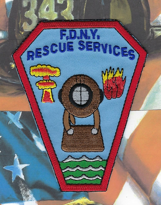 NEW YORK CITY FIRE DEPT (FDNY) 'RESCUE SERVICES' EMBROIDERED PATCH.
