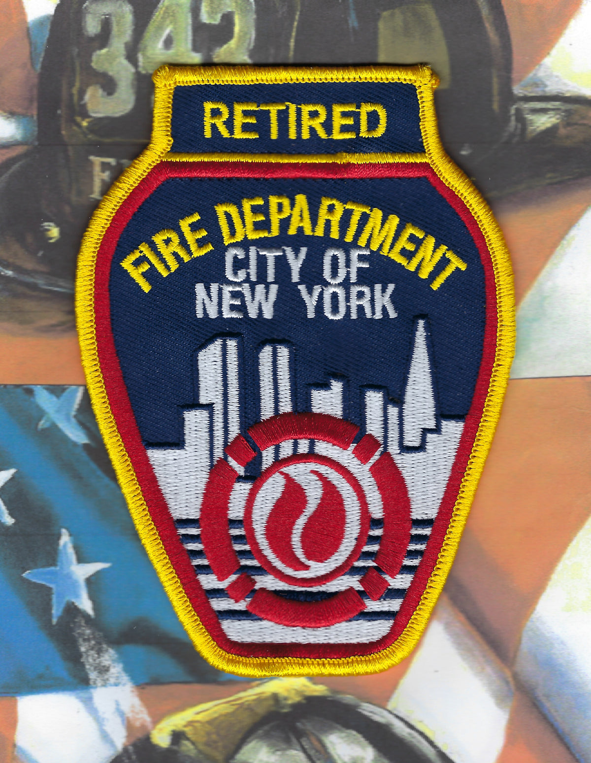 NEW YORK CITY FIRE DEPT (FDNY) RETIRED FIREFIGHTER EMBROIDERED PATCH A.
