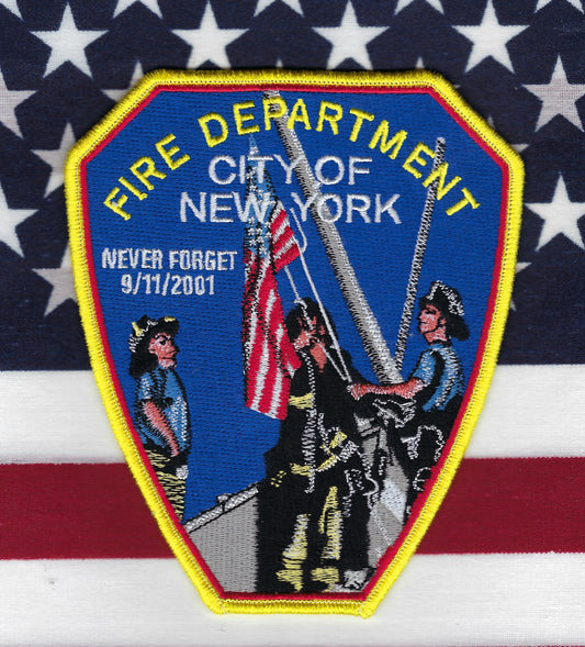 NEW YORK CITY FIRE DEPARTMENT (FDNY) WORLD TRADE CENTER TUNNEL TO TOWERS 5.5 INCH EMBROIDERED TRIBUTE PATCH BY UNDERDOG PATCH PRODUCTIONS.