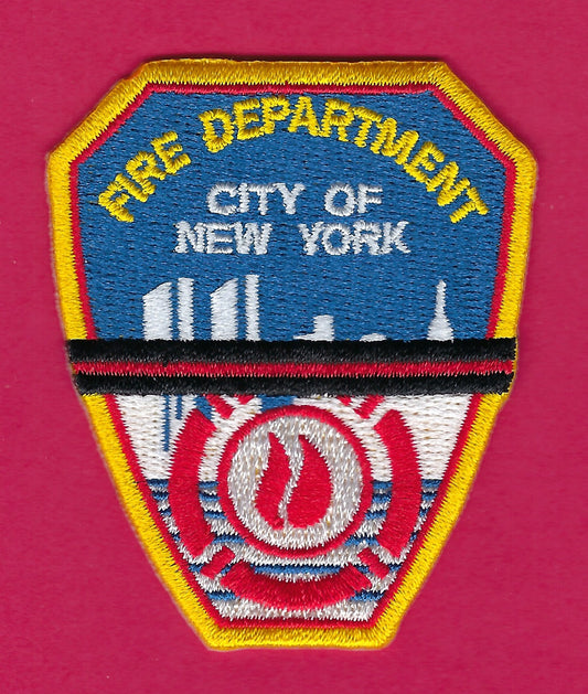 NEW YORK CITY FIRE DEPARTMENT (FDNY) THIN RED LINE EMBROIDERED HAT PATCH WITH IRON/SEW-ON BACKING BY UNDERDOG PATCH DESIGNS.