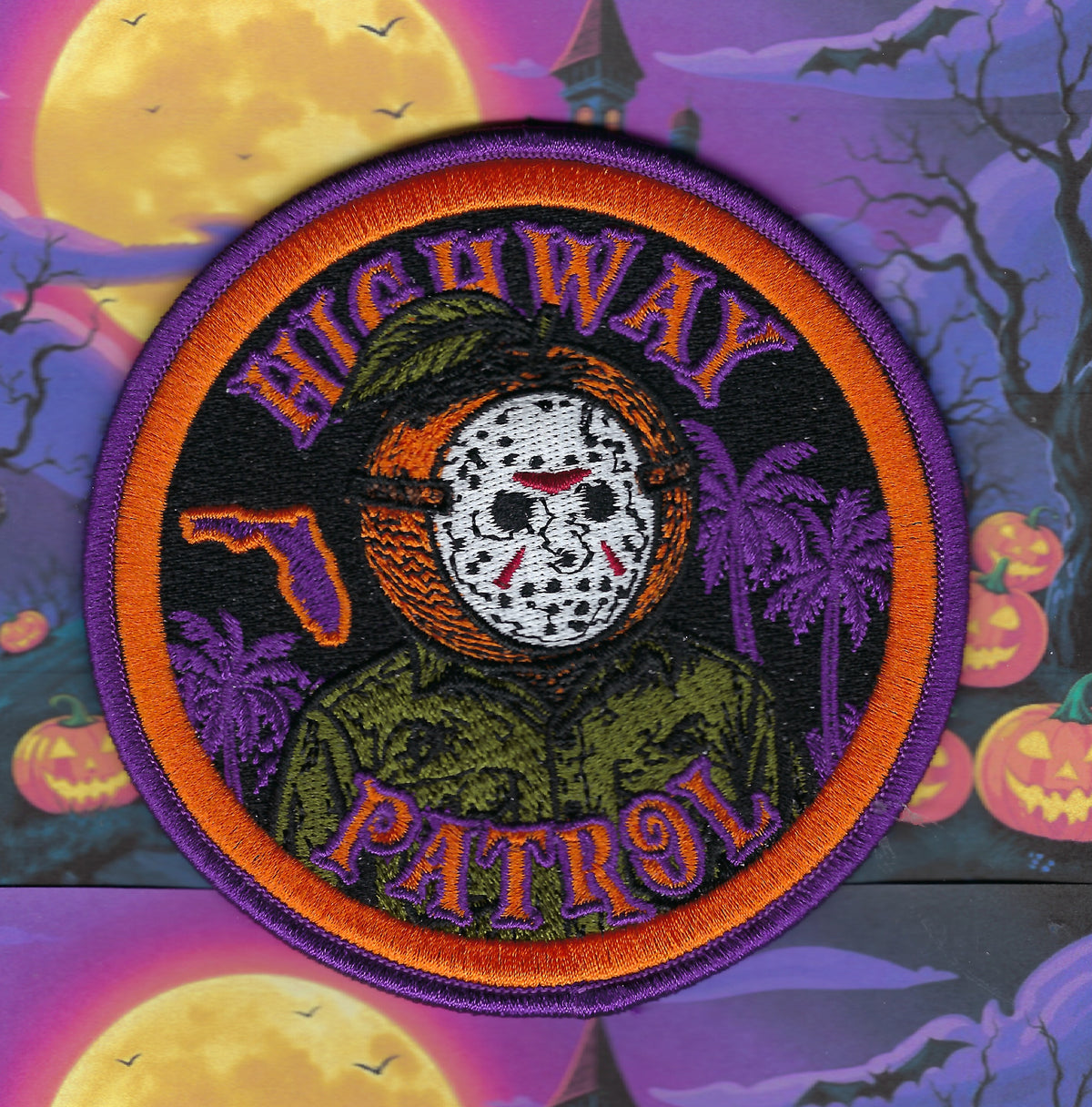 FLORIDA HIGHWAY PATROL 'HAPPY HALLOWEEN' EMBROIDERED PATCH BY GHOST PATCH ENTERPRISES.