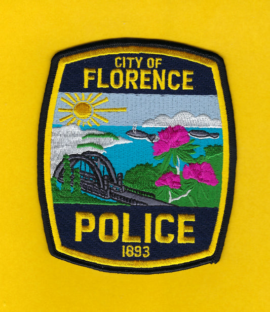 FLORENCE, OREGON POLICE DEPARTMENT 4.5 INCH EMBROIDERED PATCH BY PUBLIC SAFETY COLLECTIBLES.