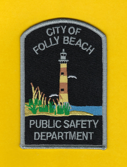 FOLLY BEACH, SOUTH CAROLINA POLICE DEPARTMENT 4.5 INCH EMBROIDERED PATCH BY PUBLIC SAFETY COLLECTIBLES.