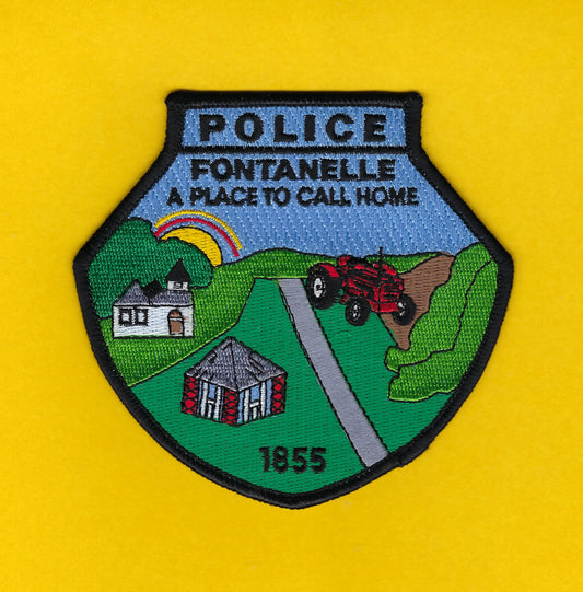 FONTANELLE, IOWA POLICE DEPARTMENT 4.25 INCH  EMBROIDERED PATCH BY PUBLIC SAFETY COLLECTIBLES.