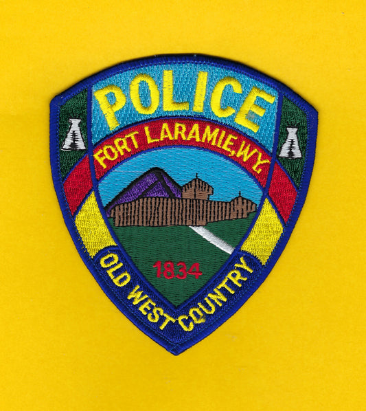 FORT LARAMIE, WYOMING POLICE DEPARTMENT 4.5 INCH EMBROIDERED PATCH BY PUBLIC SAFETY COLLECTIBLES.