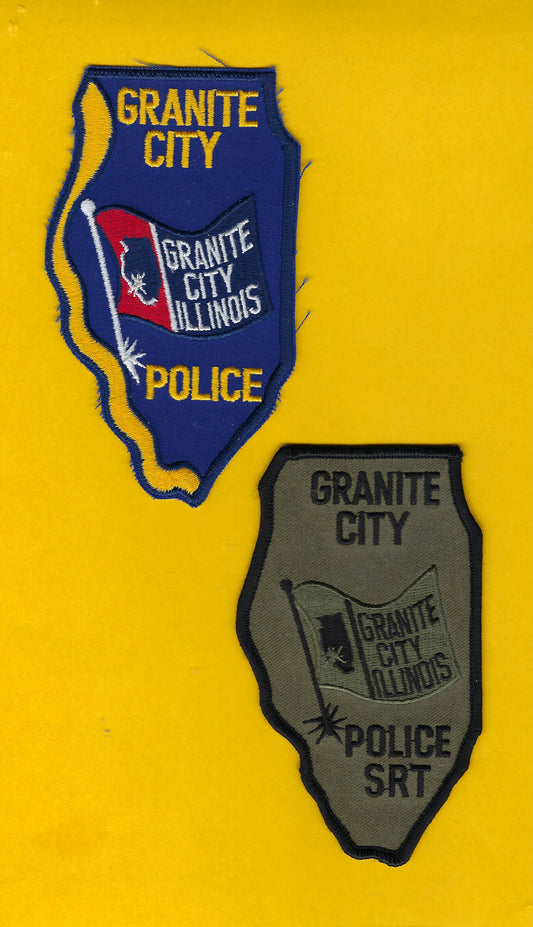 GRANITE CITY, ILLINOIS POLICE DEPARTMENT 'S-R-T TEAM' 5-INCH EMBROIDERED PATCHES BY PUBLIC SAFETY COLLECTIBLES.