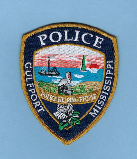 GULFPORT, MISSISSIPPI POLICE DEPARTMENT 4.5 INCH EMBROIDERED PATCH BY PUBLIC SAFETY COLLECTIBLES.