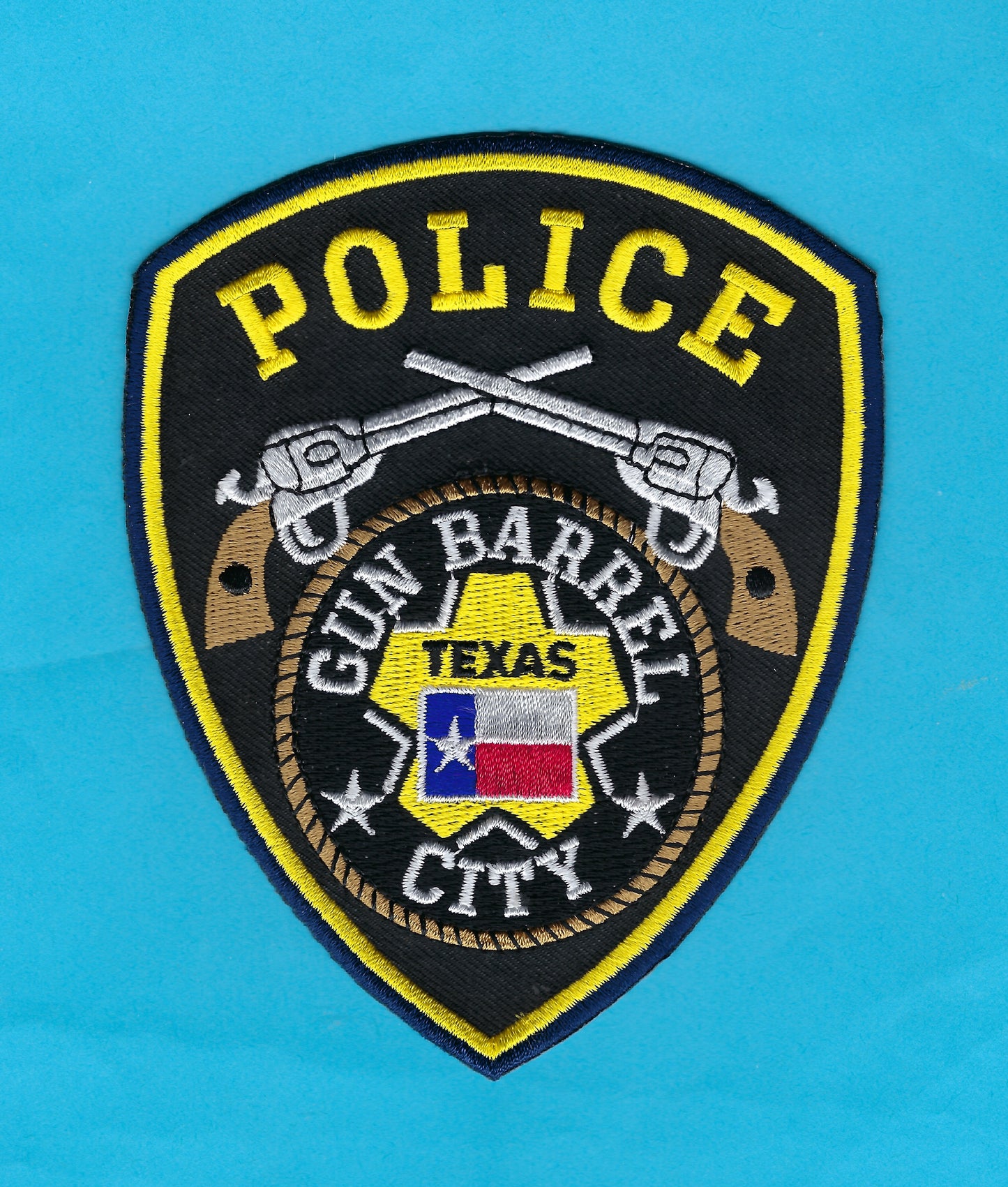 GUN BARREL CITY, TEXAS POLICE DEPARTMENT 5-INCH EMBROIDERED PATCH BY PUBLIC SAFETY COLLECTIBLES.