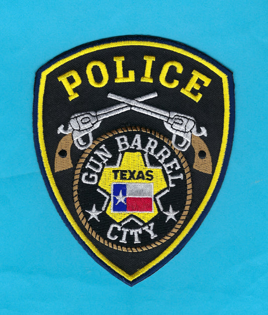 GUN BARREL CITY, TEXAS POLICE DEPARTMENT 5-INCH EMBROIDERED PATCH BY PUBLIC SAFETY COLLECTIBLES.