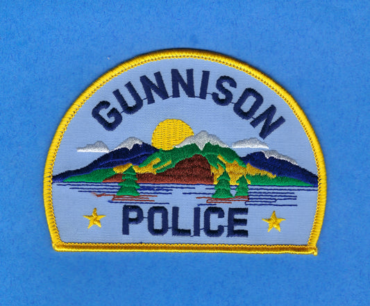 GUNNISON, COLORADO POLICE DEPARTMENT 3-INCH x 4.5 INCH EMBROIDERED PATCH BY PUBLIC SAFETY COLLECTIBLES.