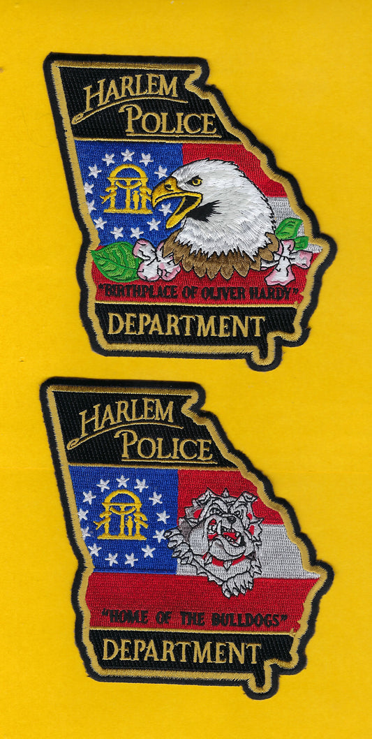 HARLEM, GEORGIA POLICE DEPARTMENT 4.75 INCH EMBROIDERED PATCHES BY PUBLIC SAFETY COLLECTIBLES.