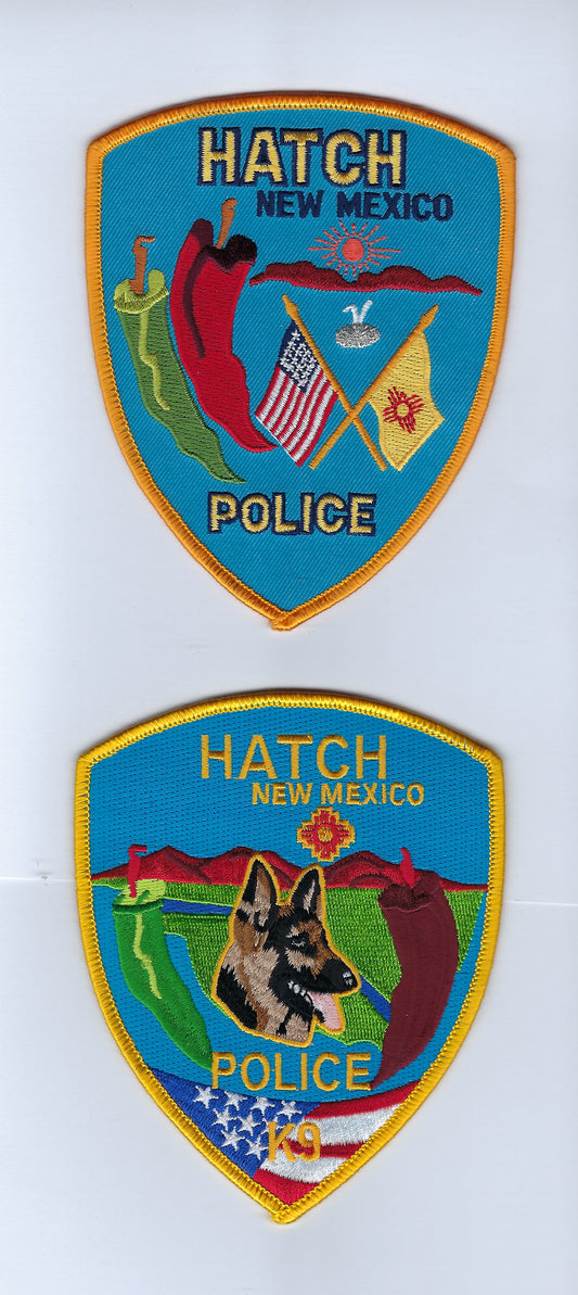 HATCH, NEW MEXICO POLICE DEPARTMENT 5-INCH 'K-9 UNIT' EMBROIDERED PATCHES BY PUBLIC SAFETY COLLECTIBLES.
