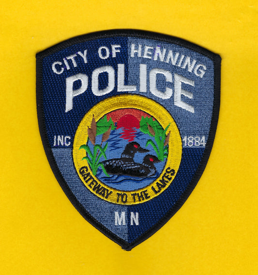 HENNING, MINNESOTA POLICE DEPARTMENT 5-INCH EMBROIDERED PATCH BY PUBLIC SAFETY COLLECTIBLES.