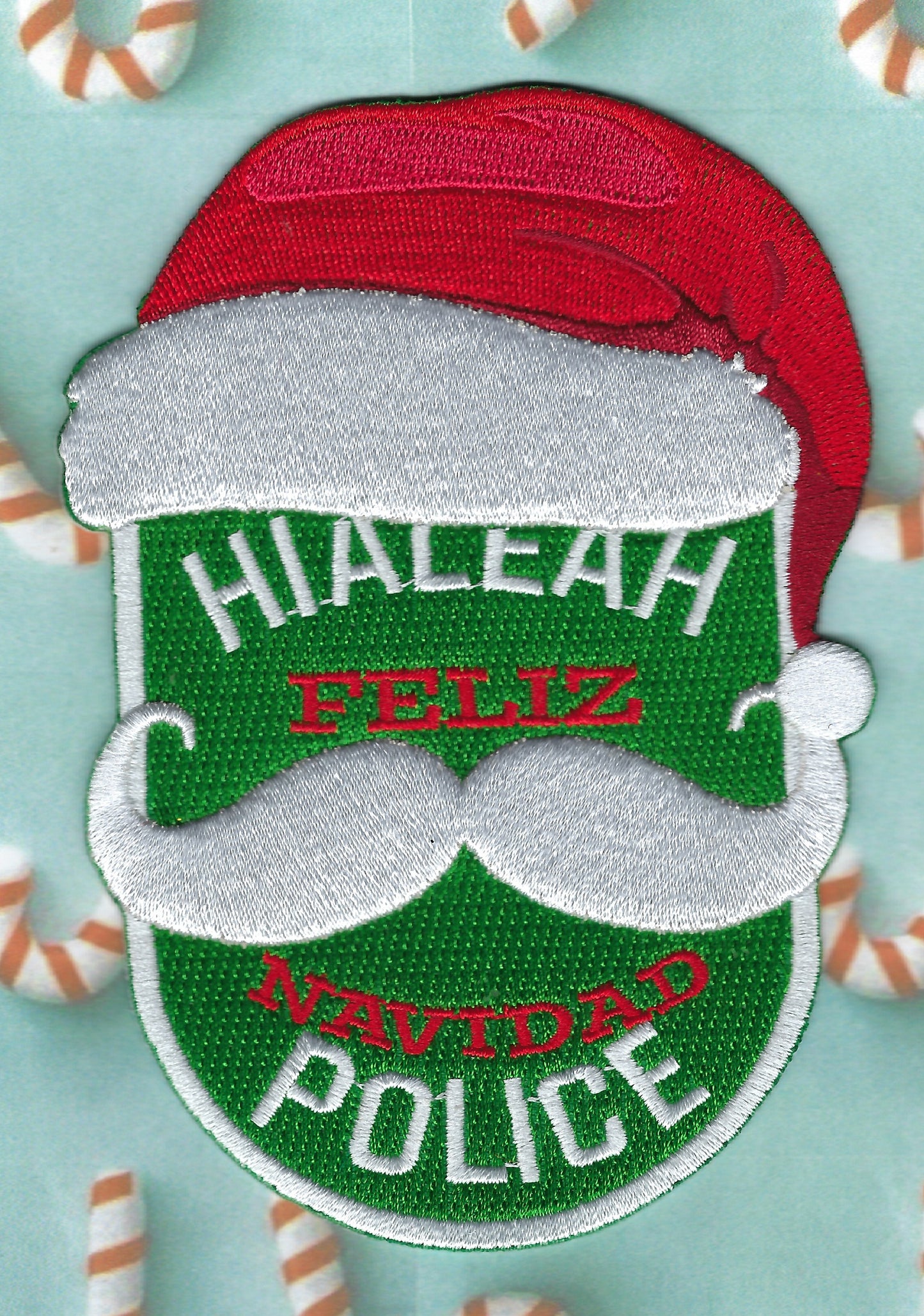 HIALEAH, FLORIDA POLICE DEPARTMENT ''FELIZ NAVIDAD' EMBROIDERED CHRISTMAS PATCH BY GHOST PATCH ENTERPRISES