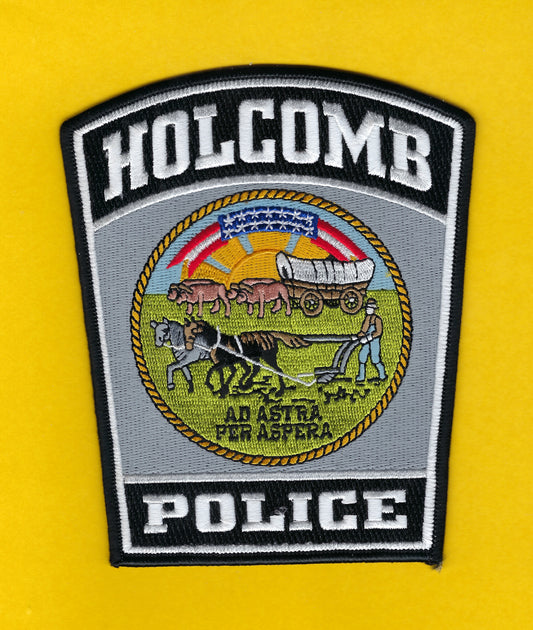 HOLCOMB, KANSAS POLICE DEPARTMENT 5.25 INCH EMBROIDERED PATCH BY PUBLIC SAFETY COLLECTIBLES.
