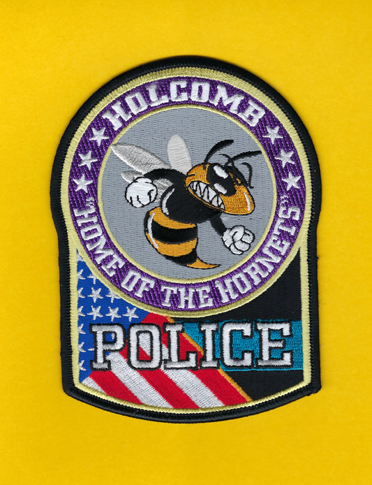 HOLCOMB, MISSOURI POLICE DEPARTMENT 5.25 INCH EMBROIDERED PATCH BY PUBLIC SAFETY COLLECTIBLES.