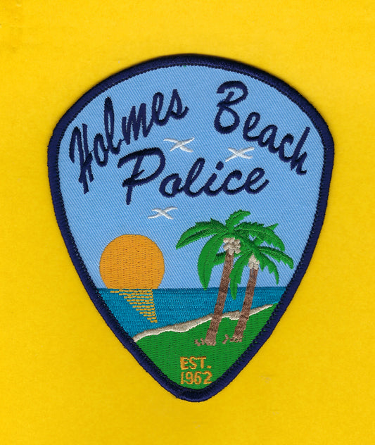 HOLMES BEACH, FLORIDA POLICE DEPARTMENT 4.5 INCH EMBROIDERED PATCH BY PUBLIC SAFETY COLLECTIBLES.