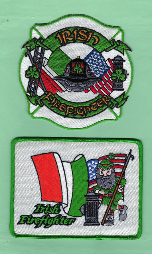 IRISH FIREFIGHTER EMBROIDERED PATCH SET BY PUBLIC SAFETY COLLECTIBLES.