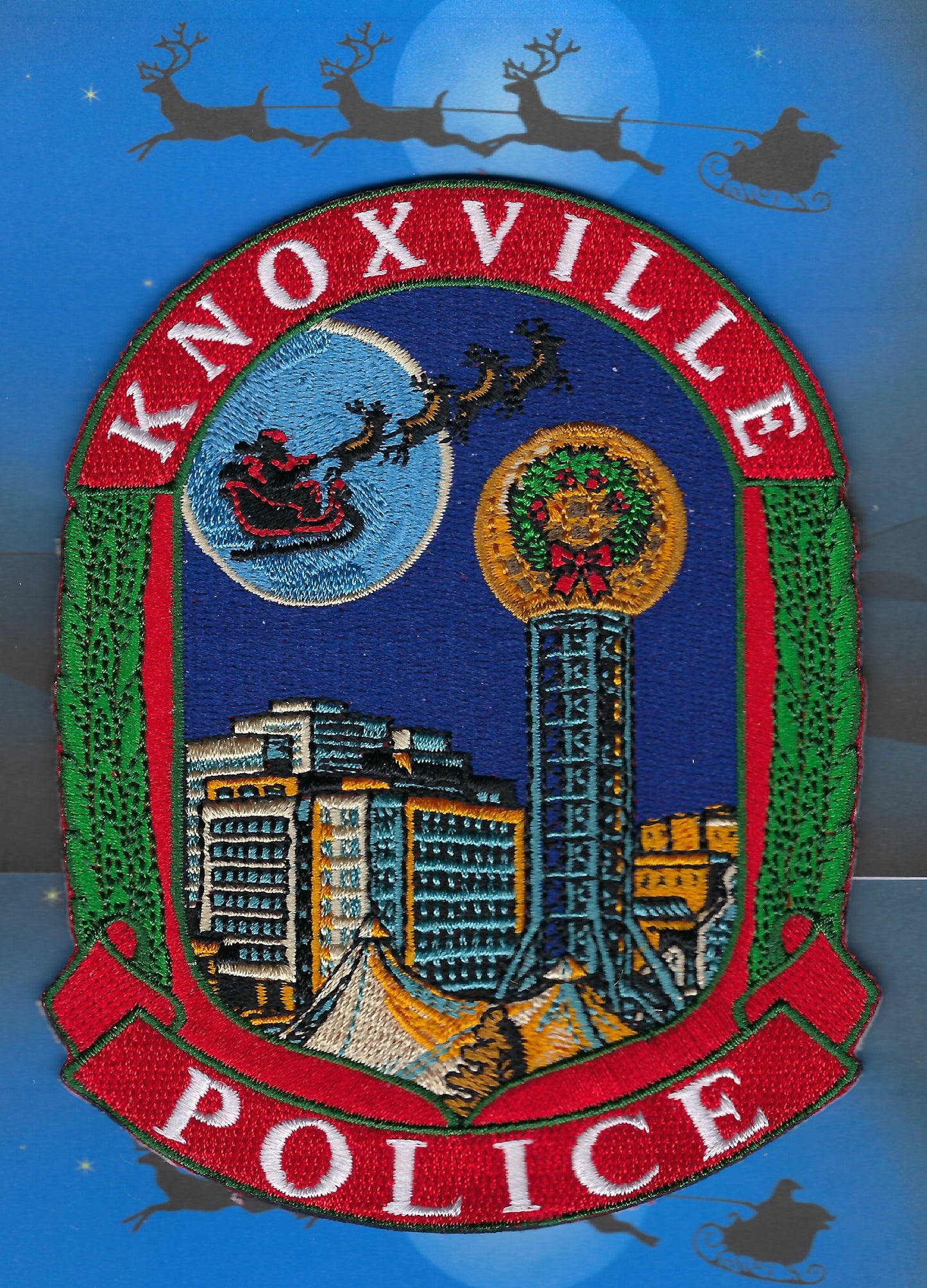KNOXVILLE, TENNESSEE POLICE DEPARTMENT (KPD) 'SANTA CLAUS' CHRISTMA'S EMBROIDERED PATCH DESIGNED AND PRODUCED BY GHOST PATCH ENTERPRISES.