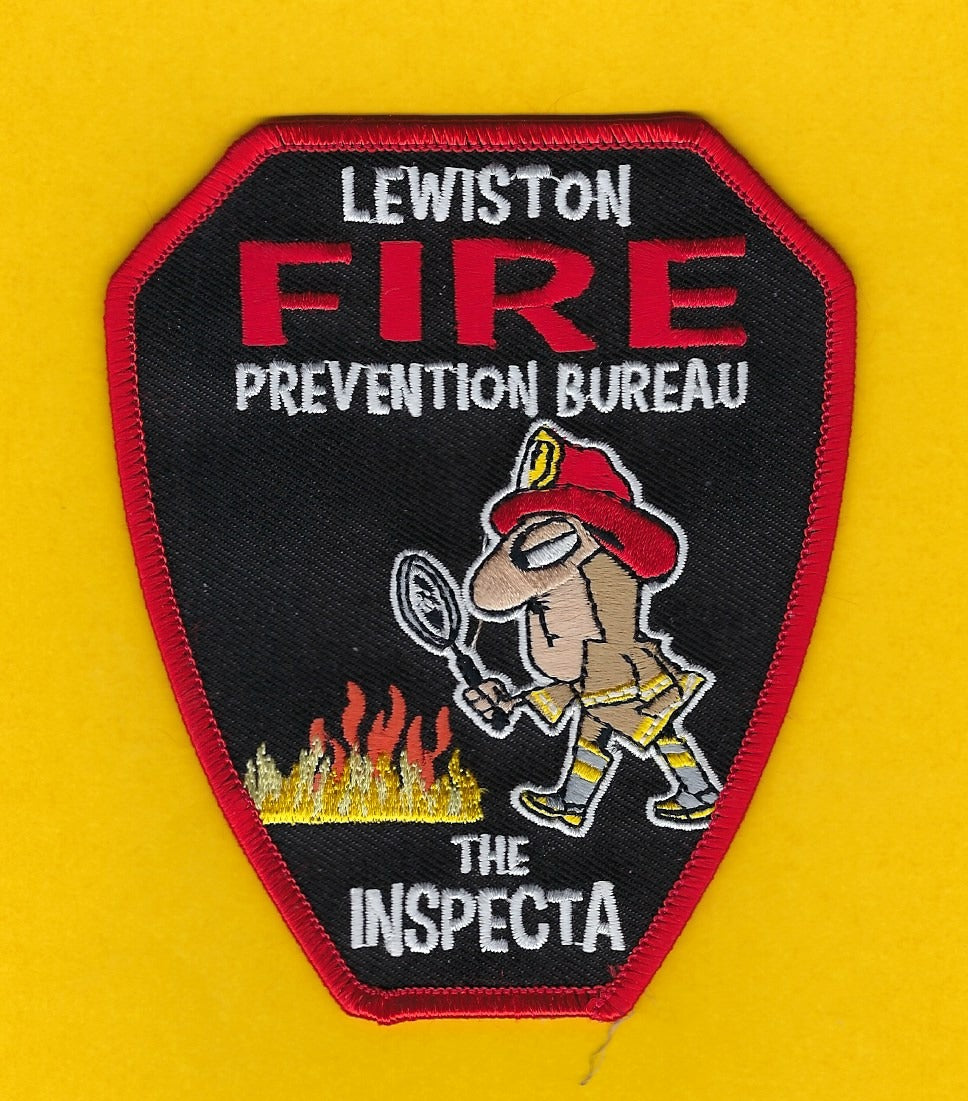 LEWISTON, MAINE FIRE DEPT FIRE PREVENTION BUREAU 'THE INSPECTA' EMBROIDERED PATCH BY PUBLIC SAFETY COLLECTIBLES.