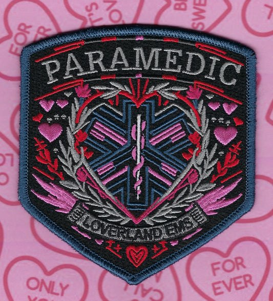 LOVERLAND EMS (VALENTINE'S DAY) DEPARTMENT PARAMEDIC EMBROIDERED PATCH BY GHOST PATCH ENTERPRISES.