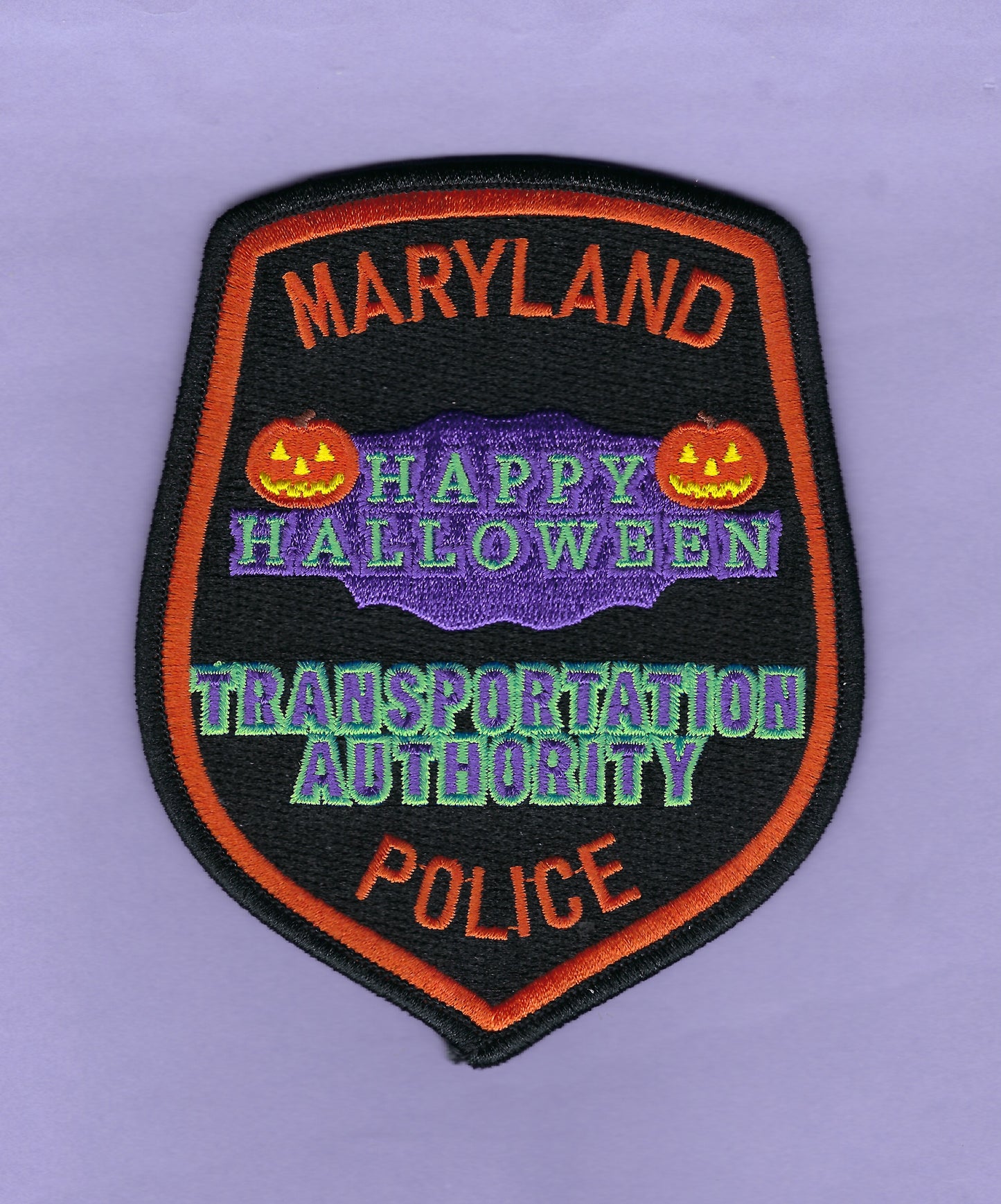 MARYLAND TRANSPORTATION AUTHORITY POLICE DEPARTMENT EMBROIDERED 4.75 INCH HALLOWEEN PATCH BY THE EMBLEM AUTHORITY.