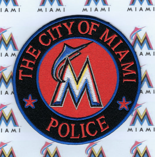 MIAMI, FLORIDA POLICE DEPARTMENT 'FLORIDA MARLINS' EMBROIDERED TRIBUTE PATCH BY UNDERDOG PATCH PRODUCTIONS.
