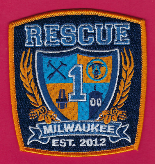 MILWAUKEE, WISCONSIN FIRE DEPARTMENT RESCUE 1 EMBROIDERED COMPANY PATCH BY PUBLIC SAFETY COLLECTIBLES