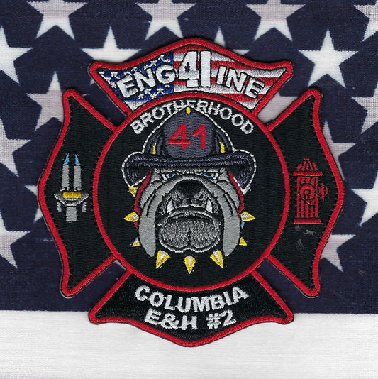 MAMARONECK VILLAGE, NEW YORK ( WESTCHESTER COUNTY ) FIRE DEPT ENGINE 41 'COLUMBIA ENGINE & HOSE 2' EMBROIDERED PATCH BY UNDERDOG PATCH DESIGNS.