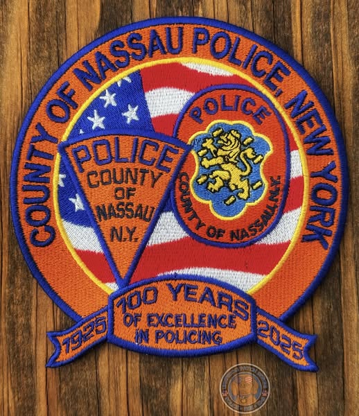 NASSAU COUNTY, NEW YORK POLICE DEPARTMENT 100TH ANNIVERSARY EMBROIDERED PATCH