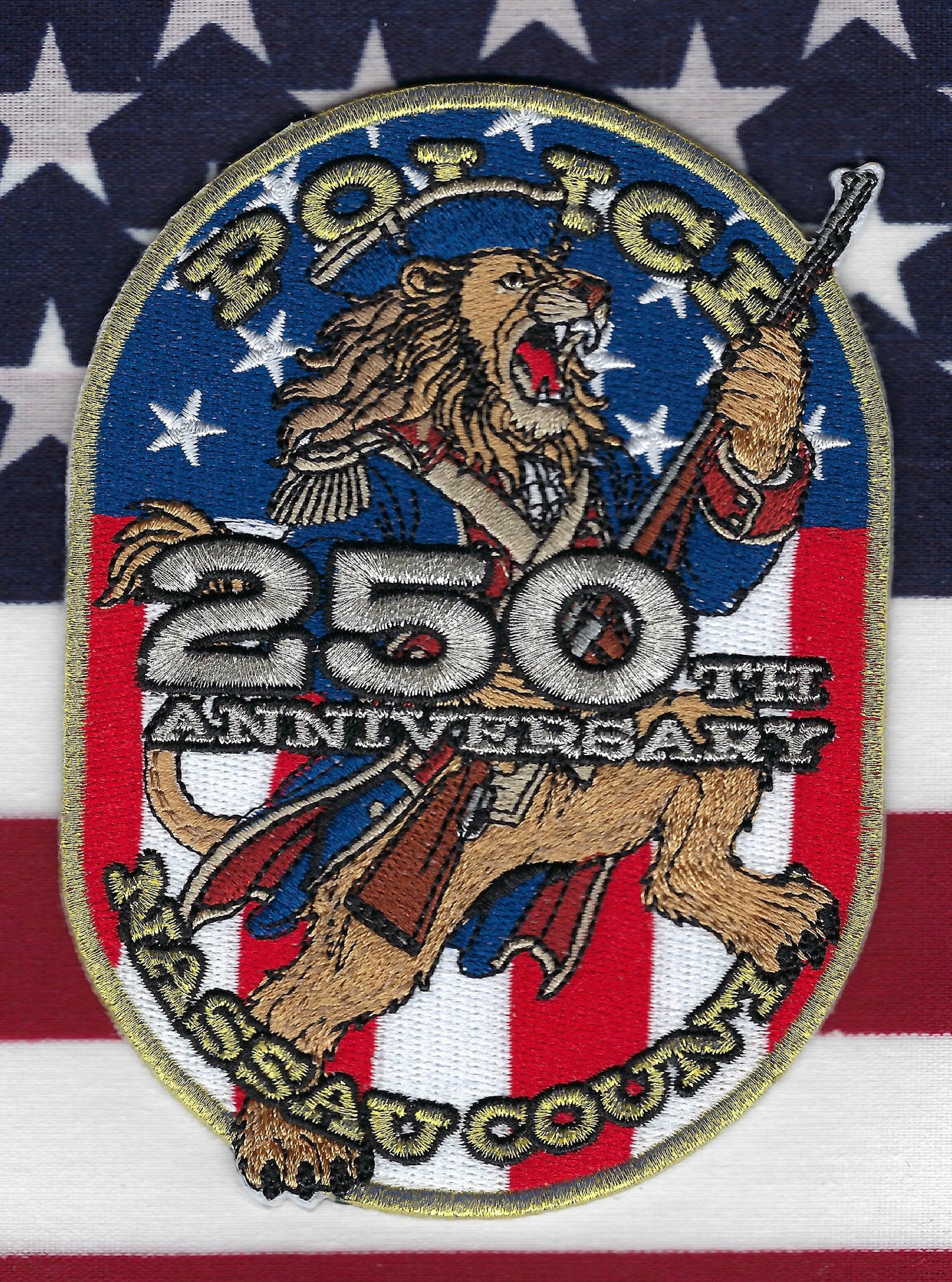 NASSAU COUNTY, NEW YORK POLICE DEPARTMENT (NCPD) 'AMERICA 250TH ANNIVERSARY' EMBROIDERED PATCH DESIGNED AND PRODUCED BY GHOST PATCH PRODUCTIONS.