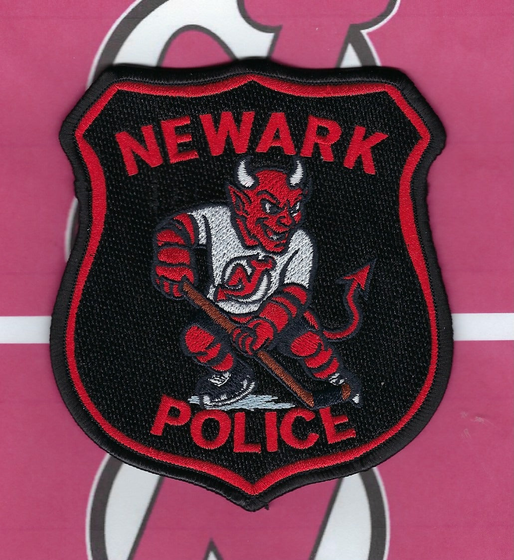 NEWARK, NEW JERSEY POLICE DEPT  'NEW JERSEY DEVILS' EMBROIDERED PATCH DESIGNED AND PRODUCED BY GHOST PATCH ENTERPRISES.