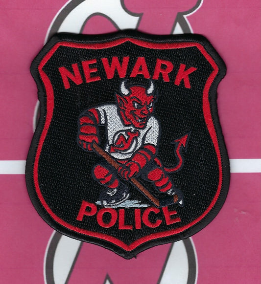 NEWARK, NEW JERSEY POLICE DEPT  'NEW JERSEY DEVILS' EMBROIDERED PATCH DESIGNED AND PRODUCED BY GHOST PATCH ENTERPRISES.