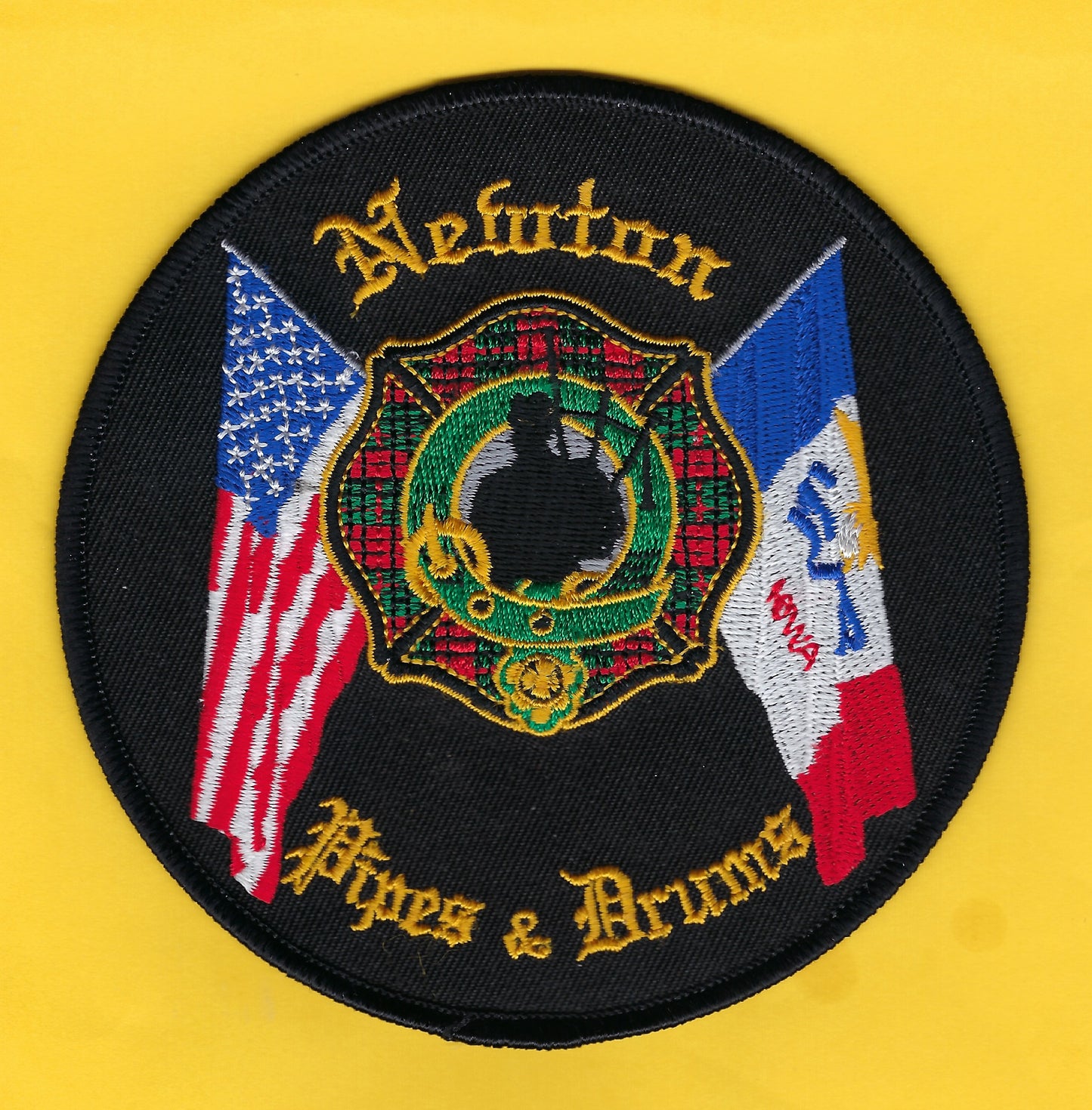 NEWTON, IOWA POLICE DEPARTMENT PIPES AND DRUMS EMBROIDERED PATCH BY PUBLIC SAFETY COLLECTIBLES.