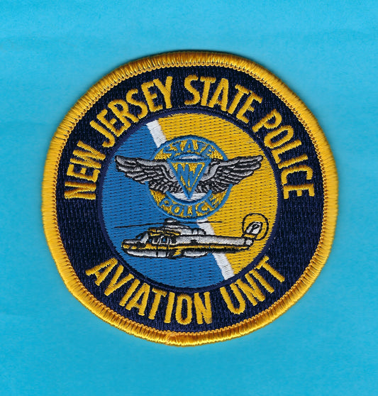 NEW JERSEY STATE POLICE (NJSP) DEPARTMENT 'AVIATION UNIT' EMBROIDERED PATCH BY PUBLIC SAFETY COLLECTIBLES.