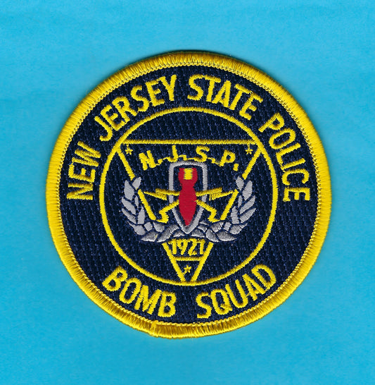 NEW JERSEY STATE POLICE (NJSP) DEPARTMENT 'BOMB SQUAD' EMBROIDERED PATCH BY PUBLIC SAFETY COLLECTIBLES.