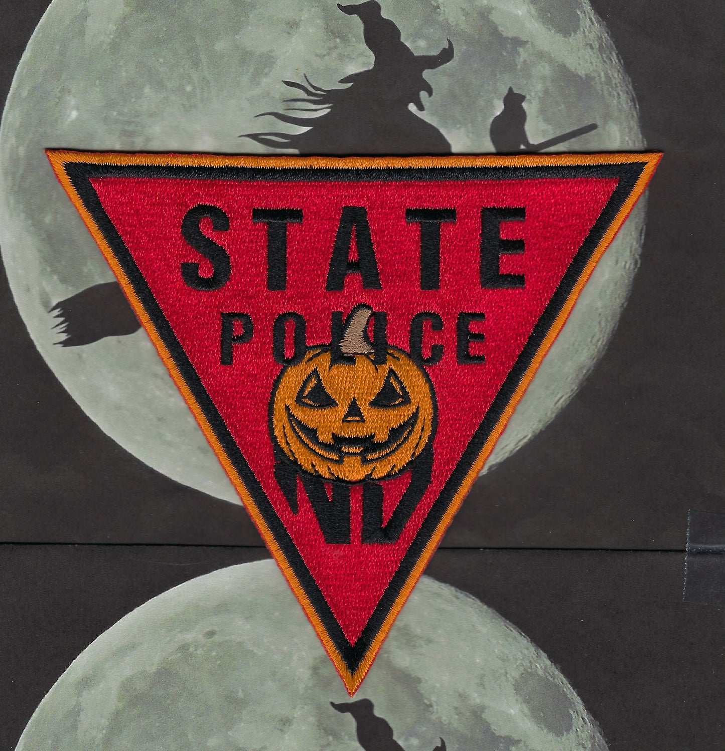 NEW JERSEY STATE POLICE (NJSP) DEPARTMENT 'HAPPY HALLOWEEN' EMBROIDERED PATCH DESIGNED AND PRODUCED BY UNDERDOG PATCH DESIGNS.