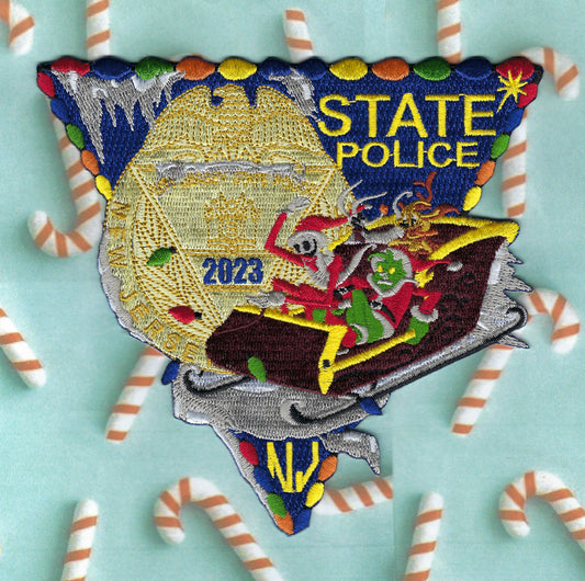 NEW JERSEY STATE POLICE (NJSP) DEPARTMENT 'CHRISTMAS 2023' EMBROIDERED PATCH BY PUBLIC SAFETY COLLECTIBLES.